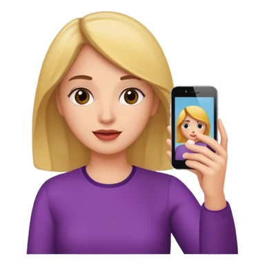  woman holding her phone having selfie sticker