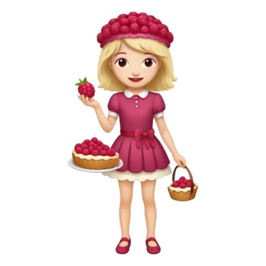 Raspberry torte human full body and legs girl with a raspberry barrette on her head sticker