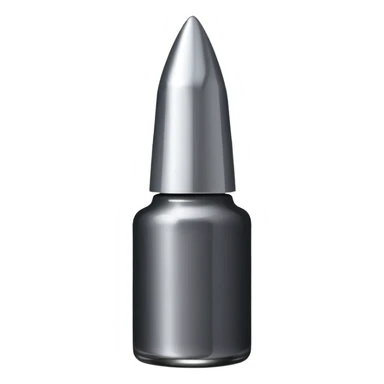 Dark grey metallic   nail polish bottle with a tall pointy cap sticker