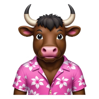 Black bull wearing pink Hawaii shirt  sticker