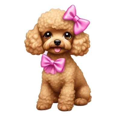 toy poodle dog wearing a pink bow on head  sticker