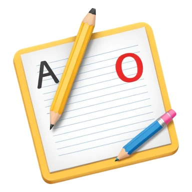 exam paper with “ABC” letters and a pencil sticker
