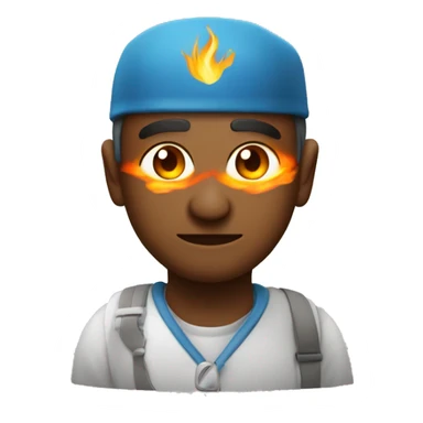 Un stiqeur qui sourit avec des flamme dans les yeux sticker