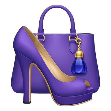 royal purple heels, cosmetics and deep blue bag emojis sticker
