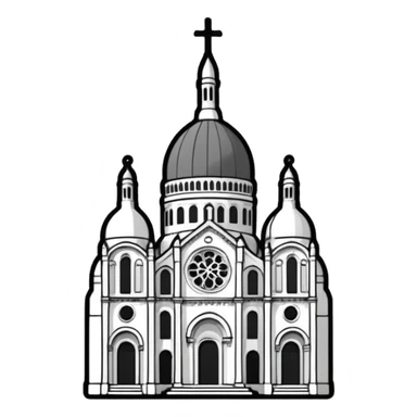 now I want a sticker with the Sacre Coeur church in black and white sticker
