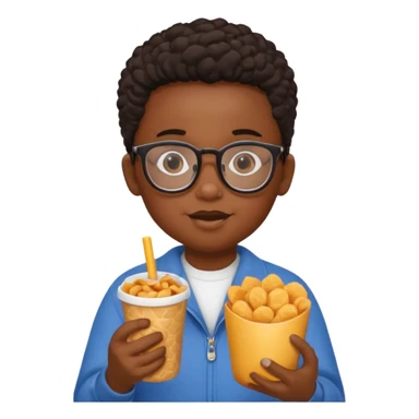 snack holding black kid with glasses on eyes sticker