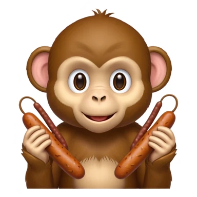 Monkey holding two sausages sticker