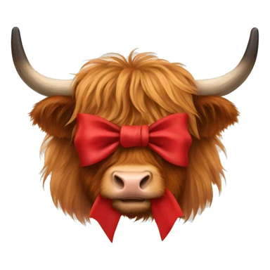 Highland cow red Christmas bow sticker
