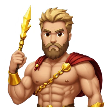 An emoji of the Greek god Zeus. He is a powerful, bearded man with a serious expression, holding a lightning bolt. sticker