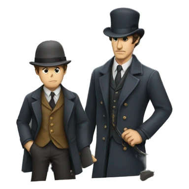 Sherlock Holmes and Watson investigating at a crime scene sticker