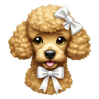golden poodle with white satin bow sticker