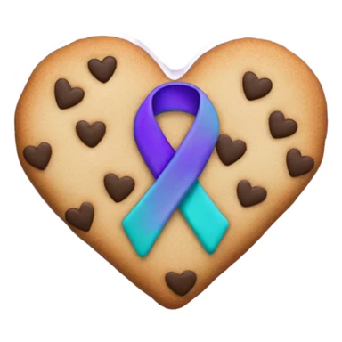 Purple teal Suicide awareness ribbon, heart cookie sticker