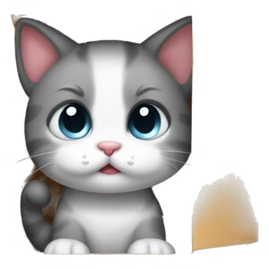 Cute sad kitten in box sticker