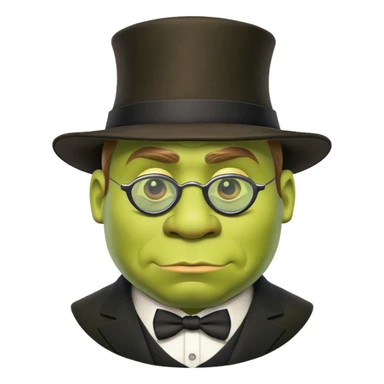 Shrek wearing a monocle and mafia hat sticker