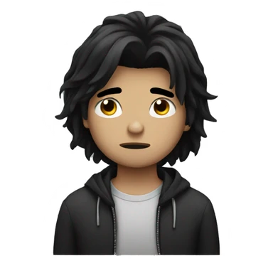 Sad boy long black hair sticker