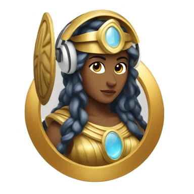 Athena goddess image with sheild and headphones  sticker
