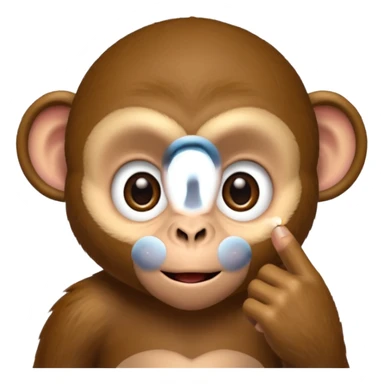 A monkey pulling his eyelid down with one finger sticker