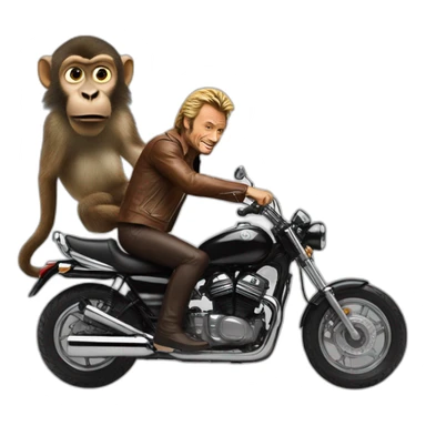 johnny hallyday riding a monkey sticker