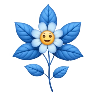 Şekli çiçek gibi ama yapraklar birleşik mavi olan ortasında beyaz bir tik olan emoji sticker