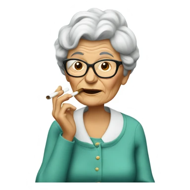 A grandma smoking a cigarette sticker