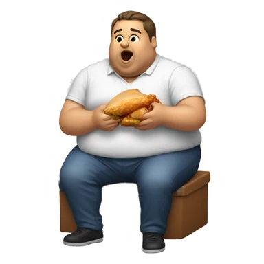 Fat man eating chicken drum sticker