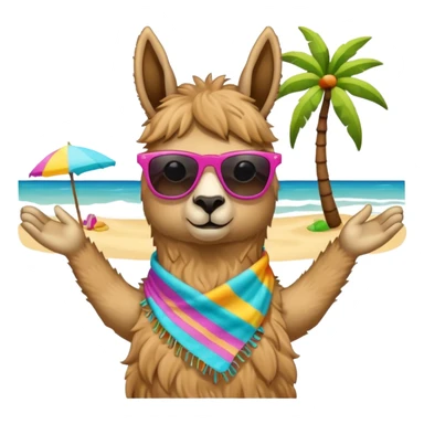 Llama on beach vacation sticker