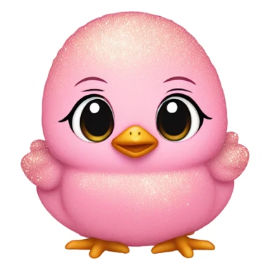 Rose pink baby chick with glitter  sticker