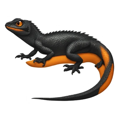 Black Shiny Lizard-Reptile-Raptor-Fakémon with Orange belly Full Body sticker
