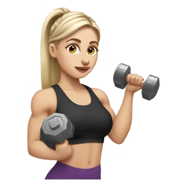 White Girl with dumbbells at gym sticker