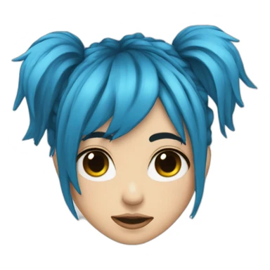 Cute Emo girl long choppy blue hair side bangs sticker