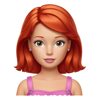 Barbie with freckles and red hair sticker