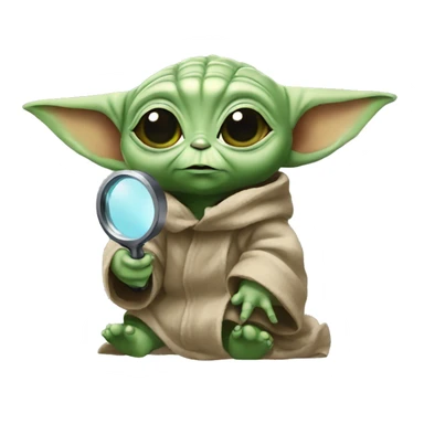  baby yoda holding a magnifying glass sticker