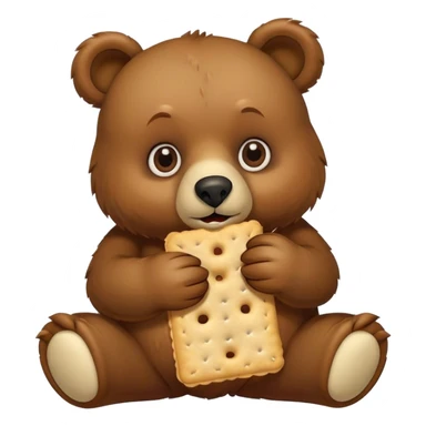 a sick bear eating a saltine cracker sticker