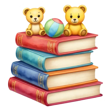 watercolor books and toys sticker