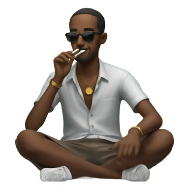 Somali guy smoking a cigar on the beach  sticker