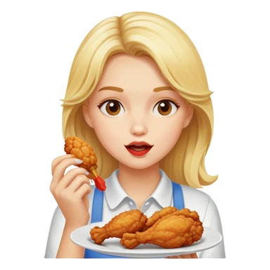 Blonde girl eating chicken sticker