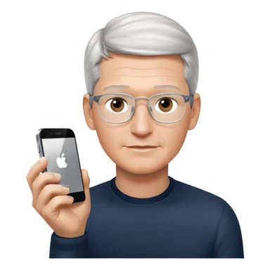 Tim Cook wiyh iphoine into his hands sticker