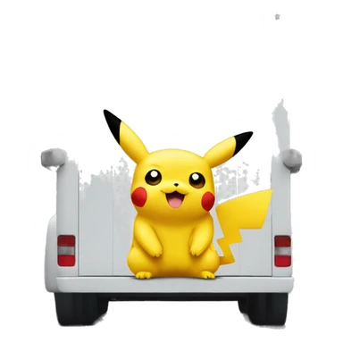 Pikachu inside truck with white bricks in the back sticker