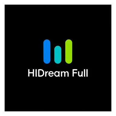 create high dream logo like this with text "HIDream Full", black background  sticker