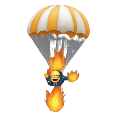 person flying with a parachute in flames sticker