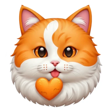 A cute circular cat blowing a smooch kiss with heart and little bite on the lower lip sticker
