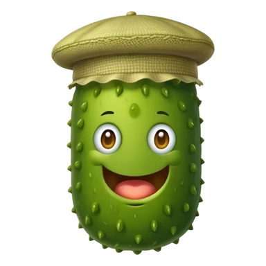 Pickle with a hat on sticker