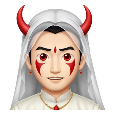 an asian male bride with the face of devil sticker