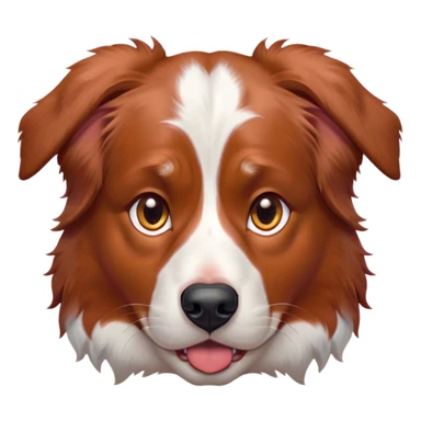 Cinematic Grumpy Red Merle Australian Shepherd Portrait Emoji, Head tilted slightly with a deeply unimpressed expression, thick red merle fur with subtle white markings, large, droopy amber eyes narrowed into an unamused glare, ears drooping in exasperation, Simplified yet comically expressive features, highly detailed, glowing with a dry, sarcastic glow, high shine, effortlessly judgmental yet dignified, stylized with a touch of cynicism, bright but brooding, soft glowing outline, capturing the essence of an eternally unimpressed yet endearing pup, so lifelike it feels like it could sigh heavily at you in disdain at any moment! sticker