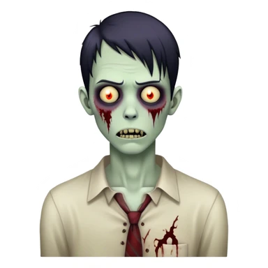 Thin man, emo hair, zombie sticker