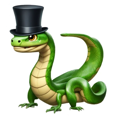 Snake with two legs carrying a briefcase on his back with a top hat  sticker