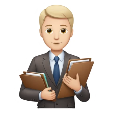 business man with file folder and documents sticker