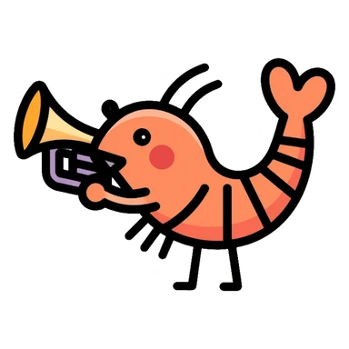 small shrimp plays the trumpet sticker