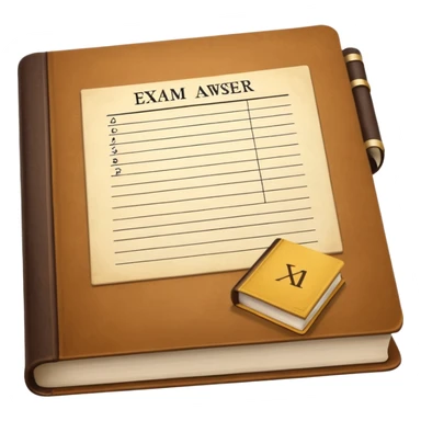 an exam answer sheet and a book next to it sticker