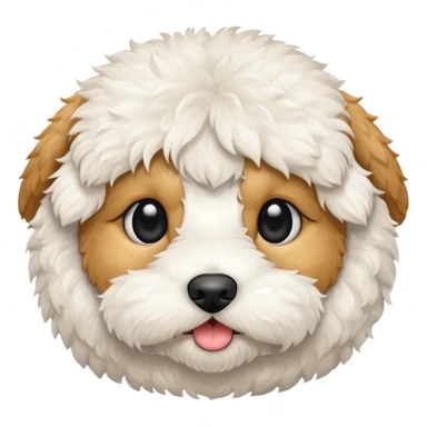 Can you make me an emoji of a very white mini goldendoodle that looks at more poodle with black eyes and a round face? sticker